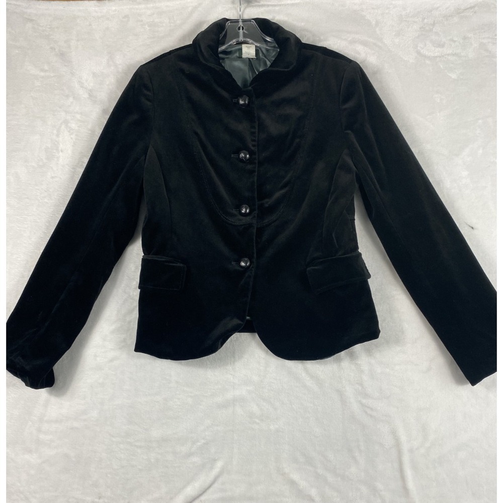 J.Crew Velvet Jacket Women's Sz M Black Preppy Classic CHECK SIZE‎ - Picture 2 of 13